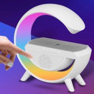 Statie de incarcare wireless rapida, cu boxa bluetooth si lumini RGB pe ritm