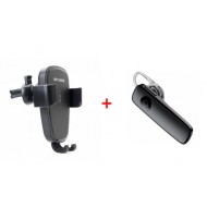 Pachet Promotional Casca Bluetooth si Suport Incarcator Telefon pentru Masina