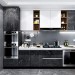 Set 2 bucati Folie adeziva neagra, 60x200 cm, imitatie marmura